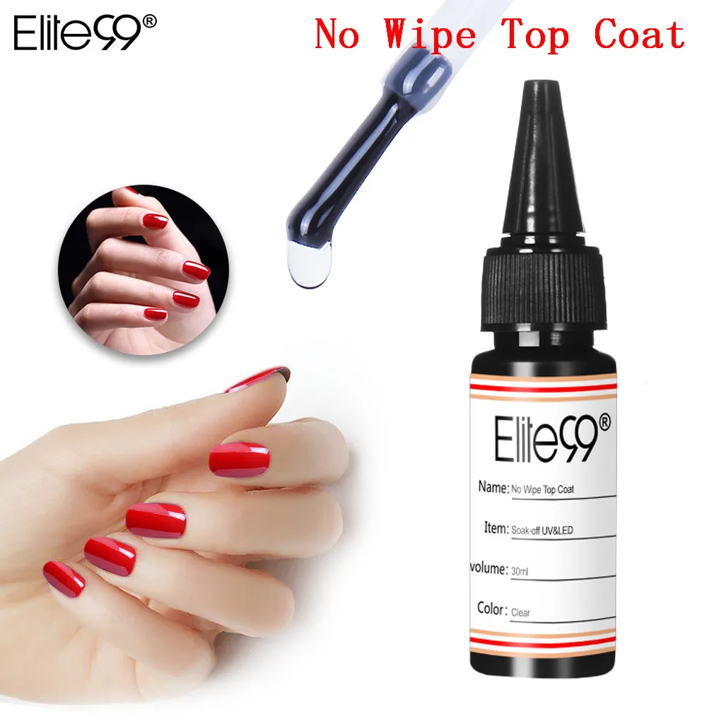 No Wipe Top Coat Elite99 Фиолетовый лак для ногтей 30 мл разноцветный Гель-лак для ногтей чистый цвет Светодиодный УФ-гель лак Декоративный Лак для ногтей Маникюрный гель для ногтей - Цвет: No Wipe Top Coat