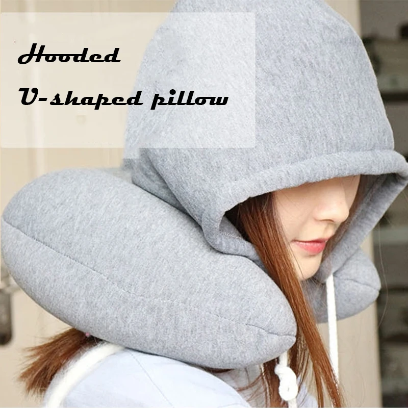 

U-shaped hooded travel pillow aircraft foam pillow pillow travel accessories bedding comfort pillow sleep home textiles