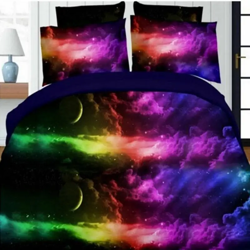 

3D Print Sheet Pillowcase Duvet Cover Sets 4Pcs Sky Pattern Queen Bedding Set For 2m Bed Covers 4 Colors Available