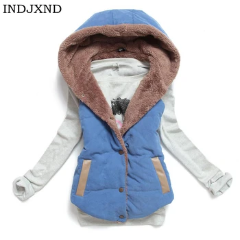 

INDJXND Brand Women Sleeveless Jacket Spring Autumn Ultralight Velvet Vest Female Slim Vest Women's Windproof Warm Waistcoat
