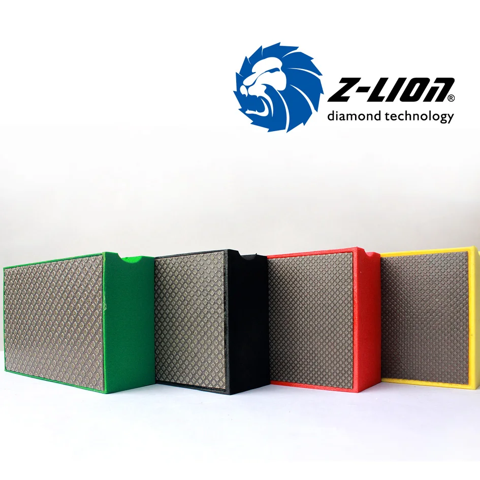 Z-Lion Diamond Electroplated Hand Polishing Pads - Grit 400, Pack Of 4, For Glass, Granite, Marble & Stone Edges