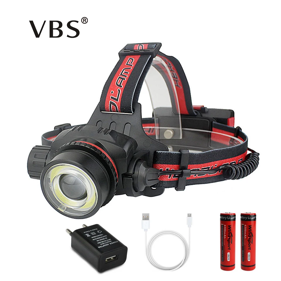 

Rechargeable LED Headlamp T6+COB Head Lamp Zoom USB Charging 18650 Zoomable Headlight 4 Modes Waterproof Head Torch Flashlight