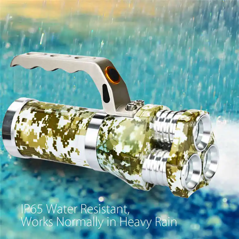 Rechargeable LED Searchlight Tactical Flashlight lanterna led t6 Spotlight 9000 Lumens led flashlight 18650 fanatic #4S14 (9)