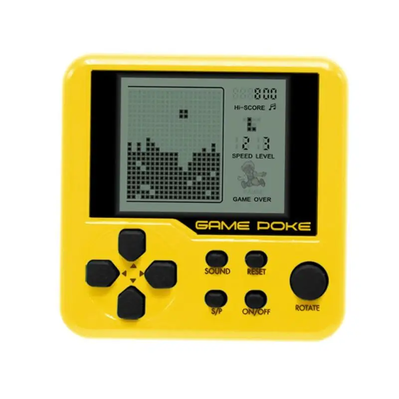 ABS Classic Games Child Tetris Pocket Game Consoles Portable Mini Electronic Pet Games Machine Tetris Brick Gaming Keychain Toys - Цвет: Белый