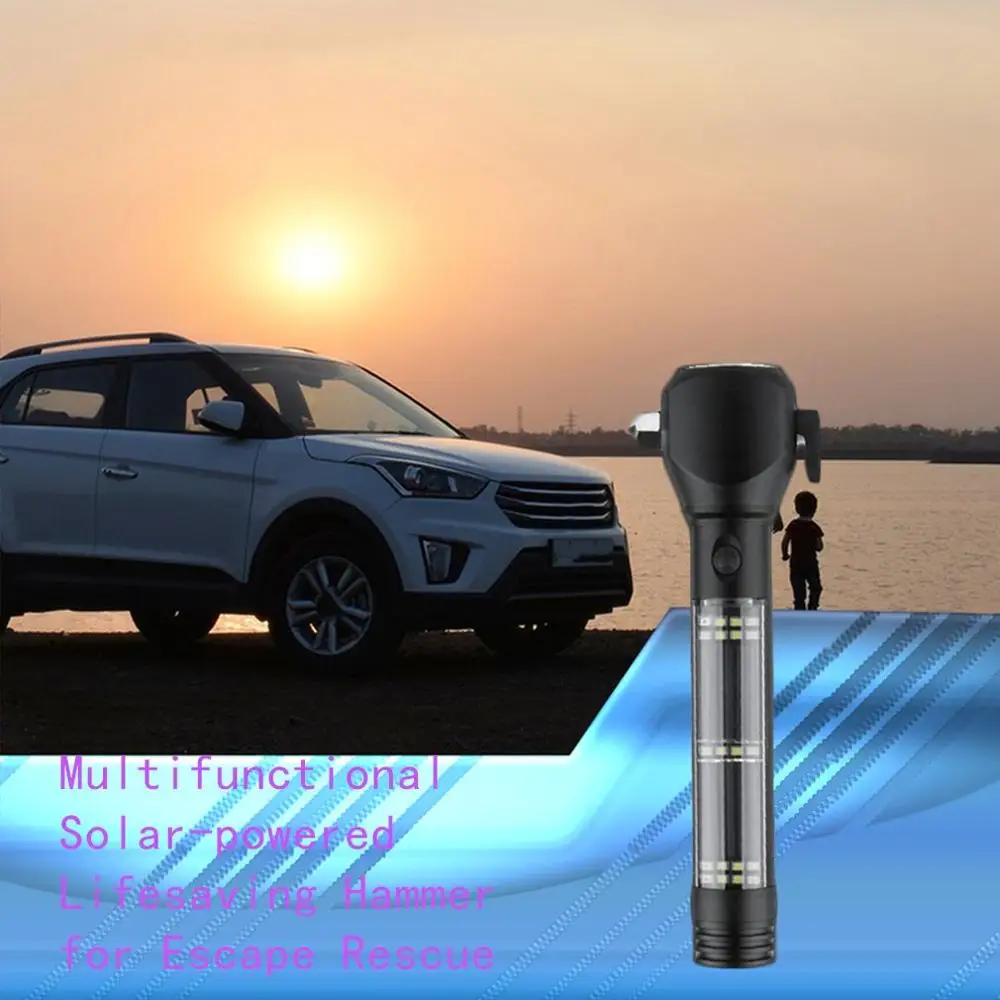 

Car Safety Hammer Multi-Function Car Emergency Tools Waterproof Electric Torch Seat Belt Cutter Outdoor Life Saving