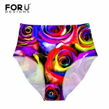 FORUDESIGNS/бикини с высокой талией, женские плавки, ретро розовый цветочный принт, танкини, купальники, женские шорты для плавания