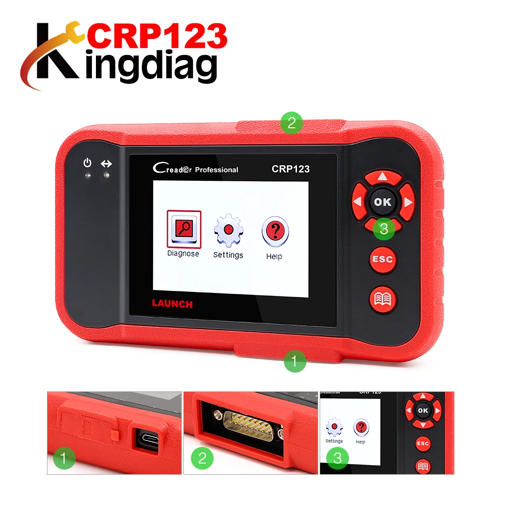 Launch X431 Creader CRP123 Code Scanner obd2 scan tool Support ABS, SRS