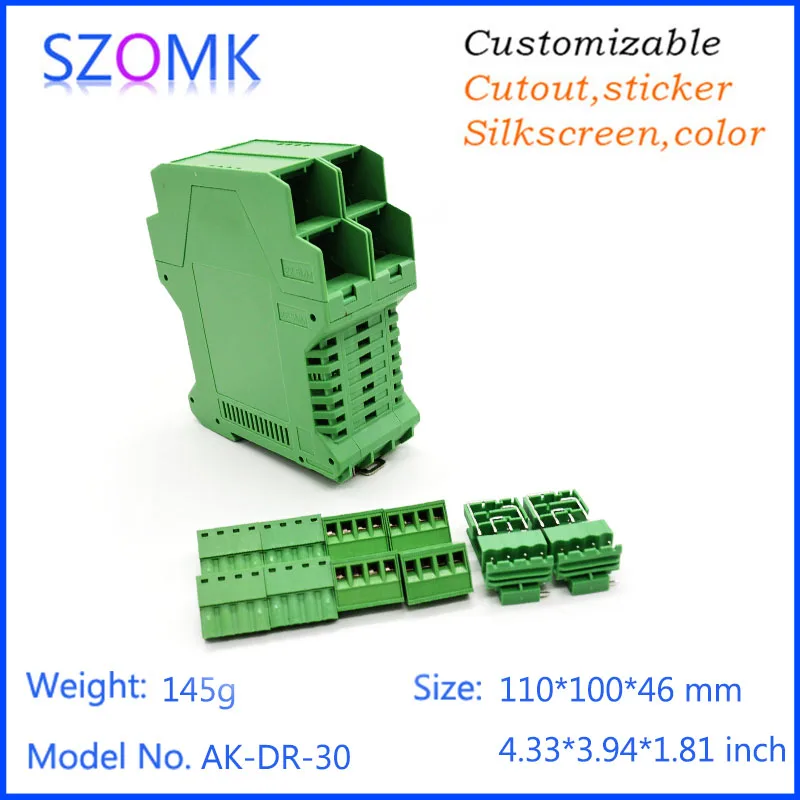 

10 pcs, szomk plc din rail enclosure plastic box case with terminal block 110*100*46mm prototype plastic electrical enclosure