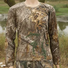 Мужская дышащая Солнцезащитная футболка из чистого хлопка с длинным рукавом, бионическая камуфляжная одежда для охоты, футболки для альпинизма