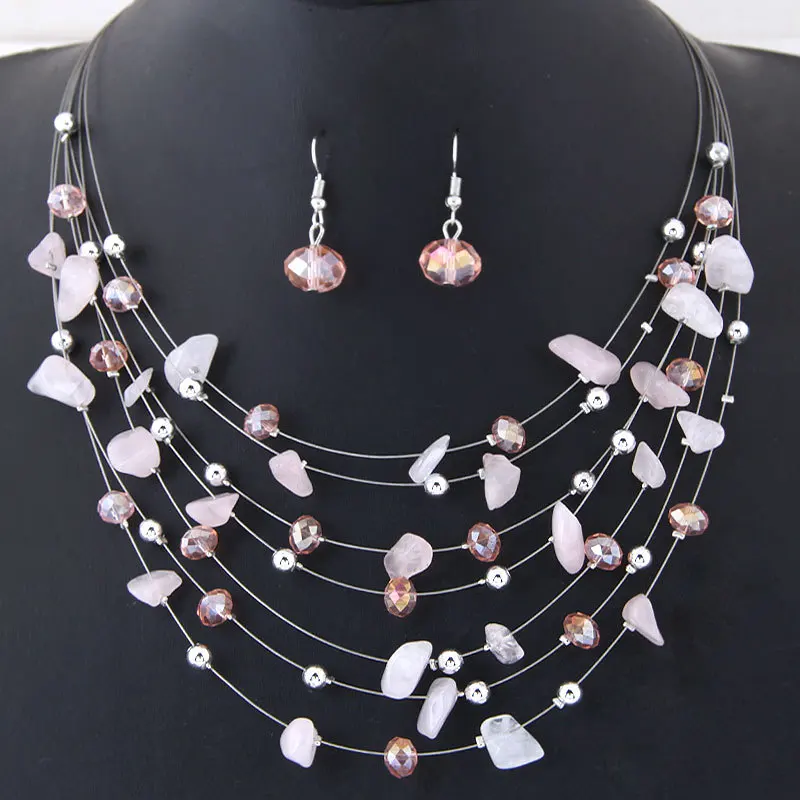 KMVEXO Bridal Wedding Jewelry Sets Women Charm Purple Crystal Coral Necklace Earrings Set African Beads Jewelry Set Bijoux Femme jewelry sets,jewelry set,women earrings