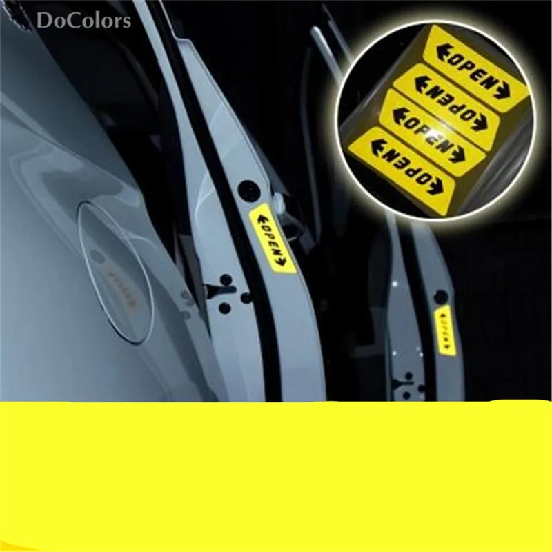 

4pcs/set Reflective Open Sticker Door Open Warning Safety Car Styling Car Sticker Auto Decor