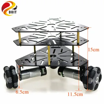 

3WD Omni Wheels Robot Car Chassis Stain Steel Frame With 3pcs DC 9V Motor For DIY Toy Car Owi Robot Competition