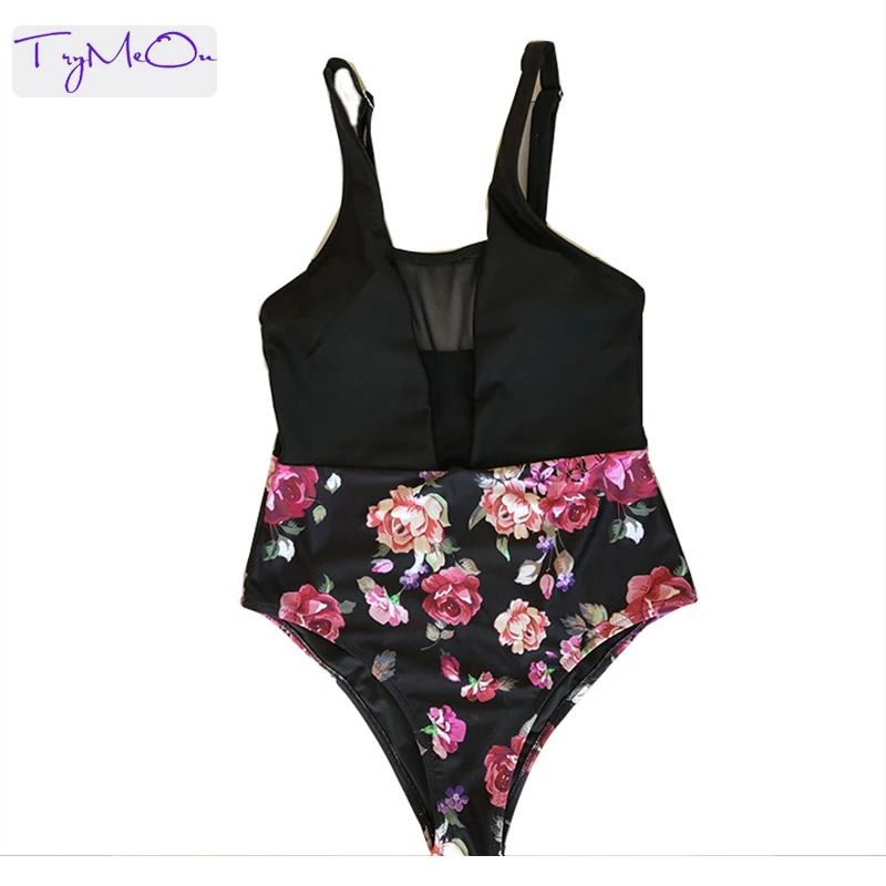 

TryMeOn Sexy Bikinis Patchwork One Piece 2019 Swimsuit Swimwear One-Piece Bathing Suits Women Female Bow Hollow Out Backless