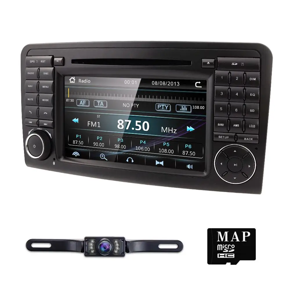 Excellent 7 Inch 2 Din Car DVD radio For Mercedes Benz GL ML CLASS W164 ML350 SD IPOD USB Steel wheel control RDS DVR Free Camera Map card 3