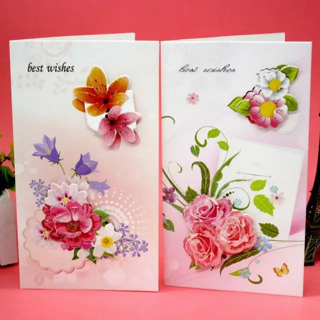 8pcs lot color flower print folding greeting card postcards birthday postcards birthday