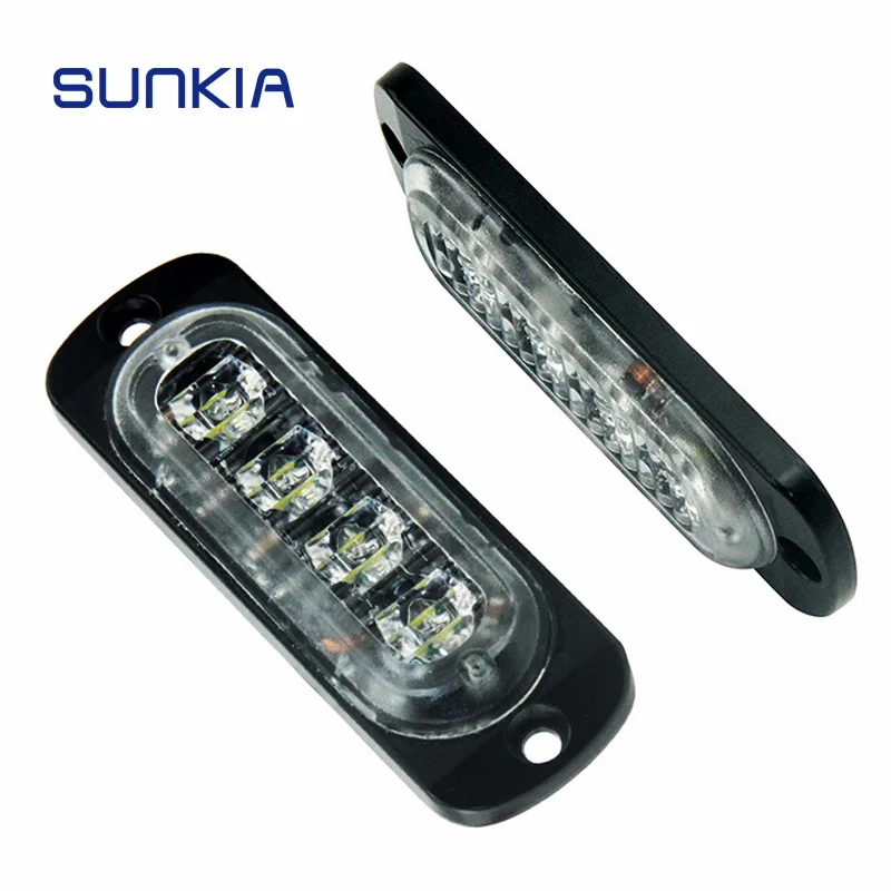 

SUNKIA Warning Light Strobe Lamps 4 LED Grill Flashing Emergency Traffic Light White Yellow Red Blue Color Beacon Lamp