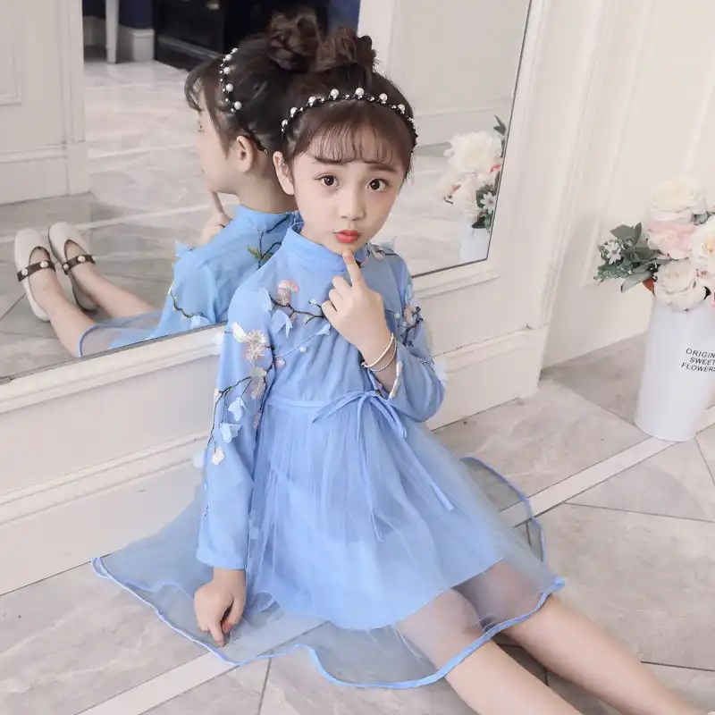 Chinese Hanfu Cheongsam Girls Chinese Dress School Uniform Kids