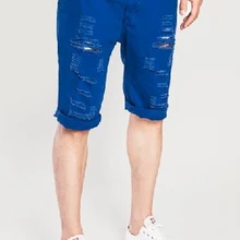 Популярные повседневные летние мужские джинсовые шорты облегающие повседневные короткие джинсовые шорты длиной до колен хлопковые белые синие 2XL