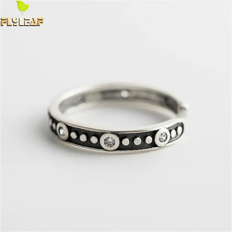 

Flyleaf 925 Sterling Silver Rings For Women Do The Old Cubic Zirconia Personality Fashion Fine Jewelry Simple Open Ring Vintage