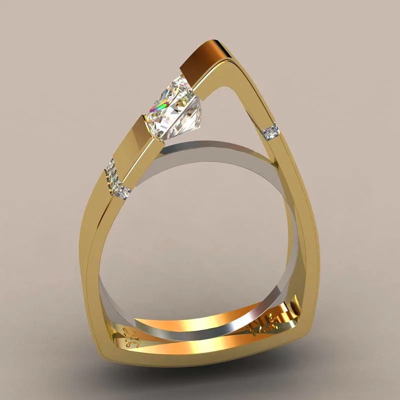 Милое кольцо в стиле бохо с маленькими кристаллами и цирконием, роскошные модные ювелирные изделия из желтого золота, обручальные кольца для женщин и женщин