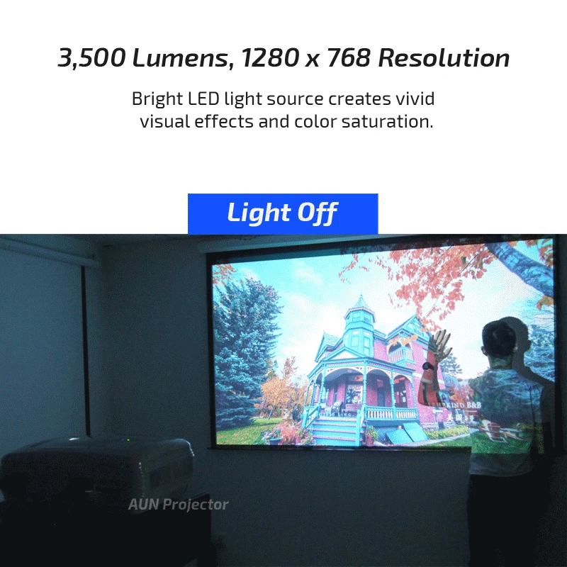 AUN AKEY2 LED Projector, 3500 Lumens Upgrade Android 7.0 Beamer. with WIFI, Bluetooth, Support 4K Video Full HD 1080P LED TV
