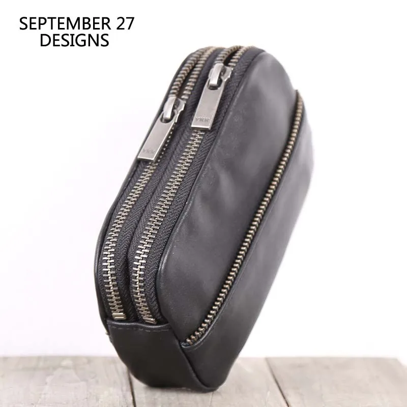 

Men Long Wallets First Layer Cow Leather Casual Clutch Couple wallet Women Phone Purses Double Zipper Travel Purse Money Bag