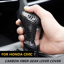 Накладка из углеродного волокна для салона автомобиля, пожимающая руки, ABS пластик, головка переключения передач, накладка, наклейка для Honda Civic