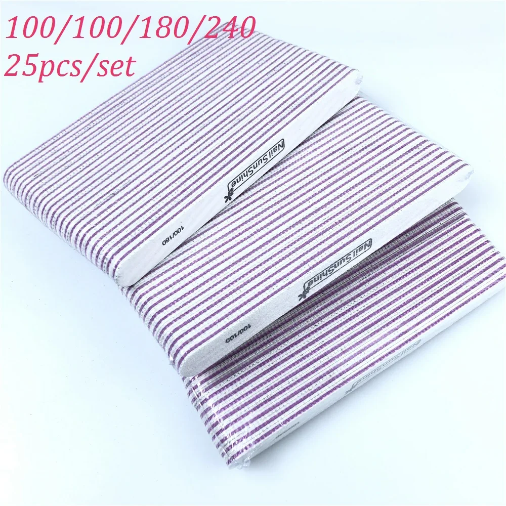 

25pcs/Set Professional Thicken Nail Manicure Files For UV Gel Sanding Polish Buffing Block 100/100/180/240 Nail Grinding Buffers