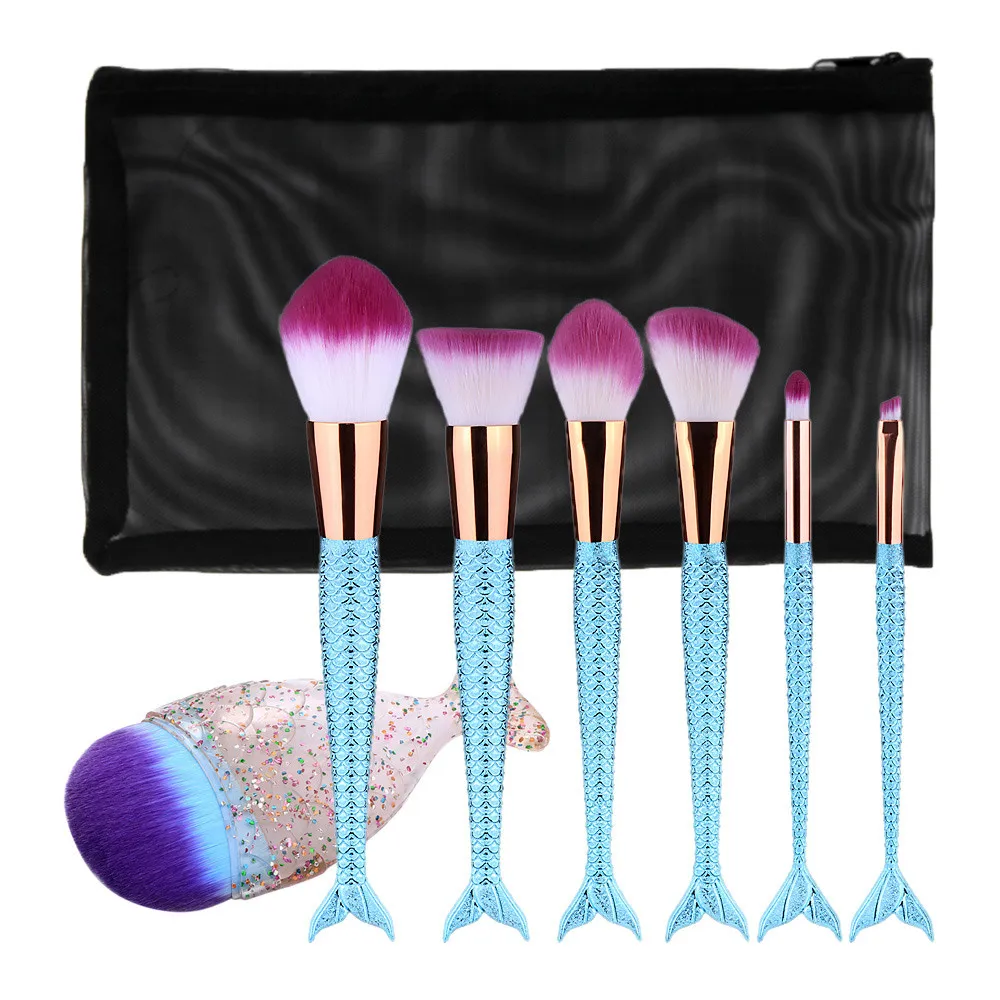 

Women Makeup Brush Professional Powder Facial Make Up Fish Scale Eyebrow Eyeliner Blush Cosmetic Concealer Foundation Brushes