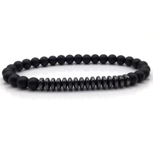 NAIQUBE 6mm Mờ Hạt Vòng Vòng Tay Nam Kim Loại 2019 Mới Thời Trang Đá Vòng Tay Nam Vòng Tay Trang Sức quà Tặng(China)
