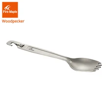 Fogo de bordo titânio spork com multi função soco ultraleve caminhadas talheres acampamento ao ar livre premiado ispo ouro vencedor(China)