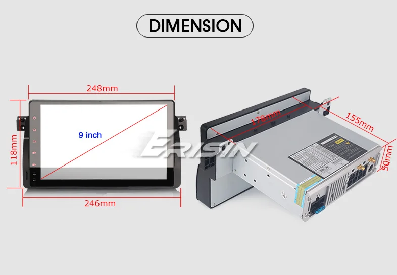 Flash Deal Erisin ES7496B 9" Android 8.0 Car DAB+ GPS Navi BT OBD 4G TPMS DTV-IN for BMW 3er E46 Rover75 MG ZT 22