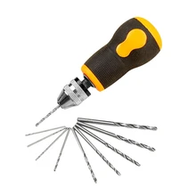 Mini Size Portable Small Hand Drill with 10pcs Twist Drill Bits Set Hand Tools
