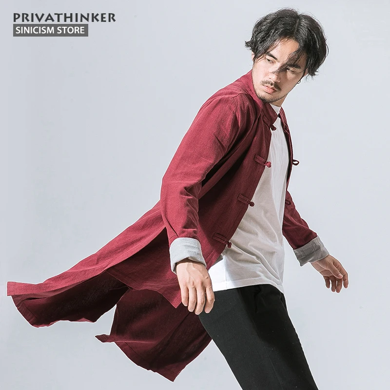 

Sinicism Store 5XL Men Long Length Jacket Men Trench 2017 Cotton Linen Fabric Male Vintage Jacket Coat Windbreaker Size Plus