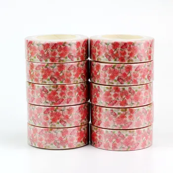 

10pcs/lot Decorative Red Butterfly Floral Washi Tapes Paper DIY Scrapbooking Planner Adhesive Masking Tapes Kawaii Stationery