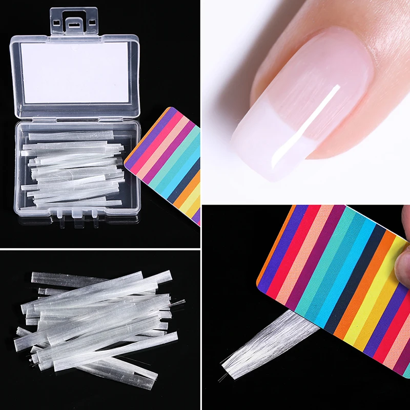 

20Pcs/Box Nail Fiberglass for Nail Art Quick Extension White Acrylic Building Tips Tool With Scraper Nail Art Extend Nail Set