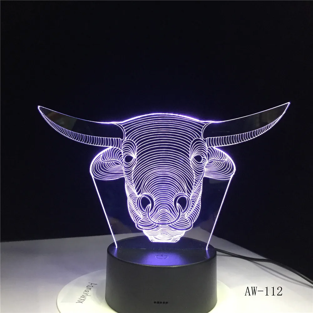 Буффало Красочный светодиодный 3D ночник USB для сна освещение настольная лампа спальня крепление прикроватных светильников Декор дети