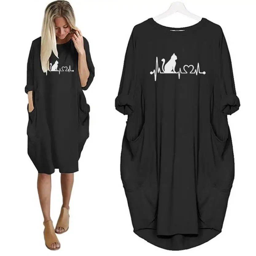 

2019 Fashion CAT Animal Print T-Shirt For Women Pocket T-Shirt Female Harajuku Punk Summer Off The Shoulder Tops Plus Size