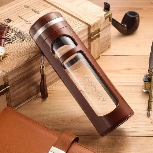 C-560ML brown Стеклянная двухслойная устойчивая к воздействию горячей воды Бутылка креативный защитный фильтр для мужчин и бутылка для женщин может приносить чай Рождественский подарок - Цвет: C-560ML brown
