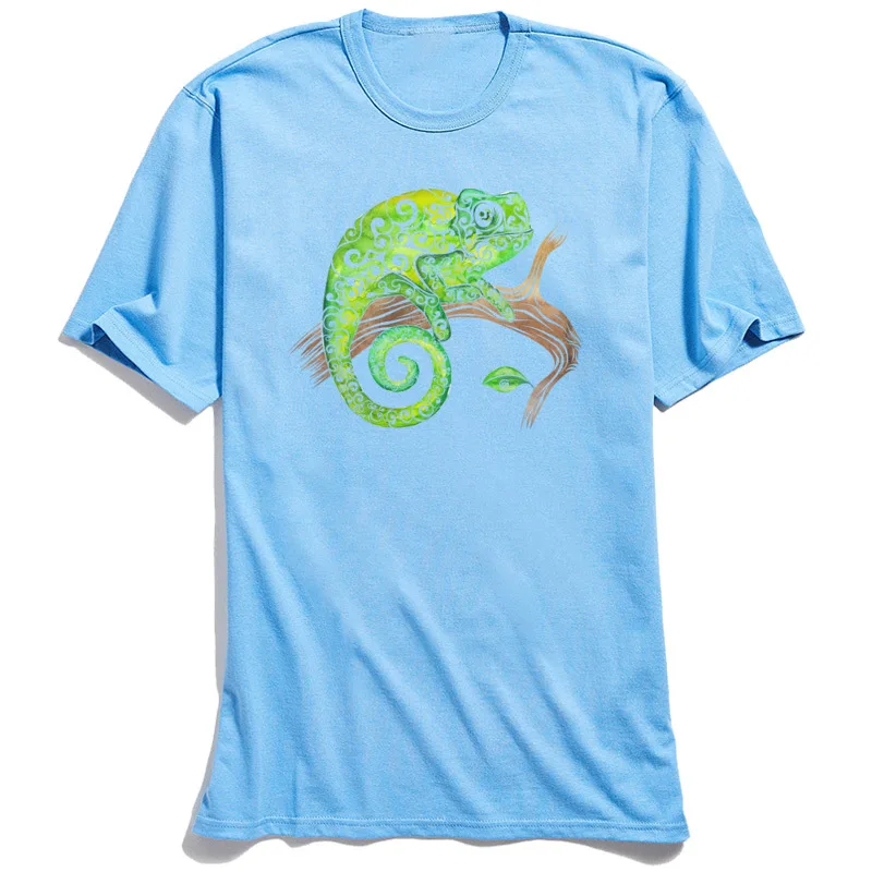 Swirly Chameleon T-Shirt Short Sleeve Summer Special Men's Summer Fall T Shirt Summer Sweatshirts O-Neck Pure Cotton Swirly Chameleon light