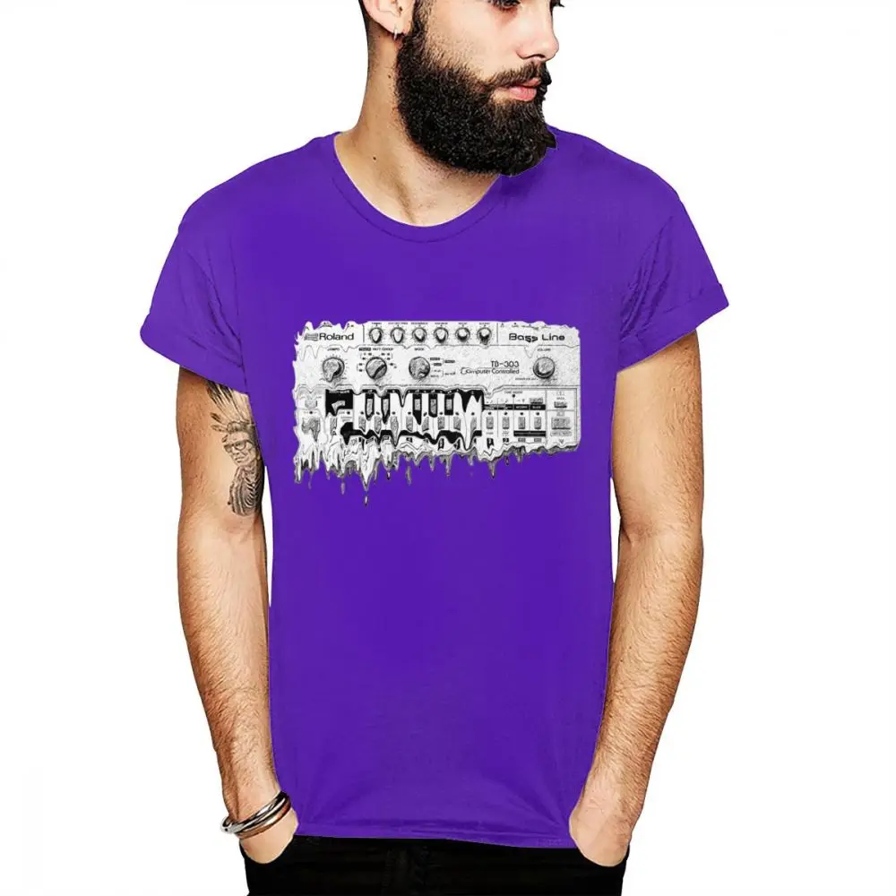 Потрясающий синтезатор Roland TB 303 футболка Synth Analog Korg Techno электронная музыка отличная хлопковая Футболка Уникальная футболка на заказ - Цвет: Фиолетовый