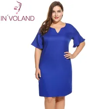 IN'VOLAND, женское Повседневное платье, верх размера d, вырез-пачка, рукав-фонарик, сплошное Цельнокройное пляжное платье, Feminino Vestiods размера плюс L-4XL