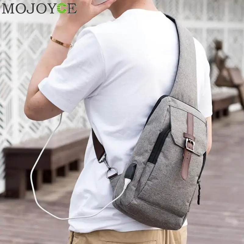 Nylon Männer Brust Pack USB Lade Einzigen Schultergurt Zurück Crossbody Beutel für Frauen Sling Umhängetasche Rucksack reise