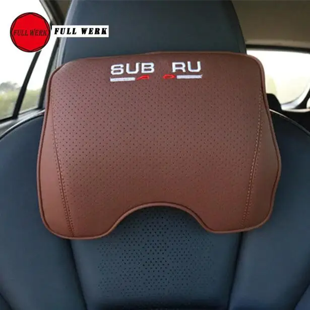 Автомобильный Стайлинг, подушка для шеи с эффектом памяти, чехол для сиденья, подголовник с вышитыми буквами для Subaru XV 18 Forester 19, аксессуары - Цвет: Brown