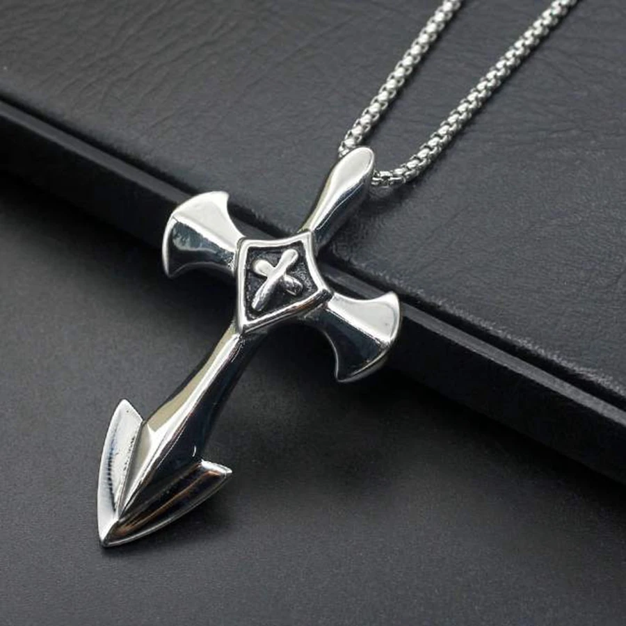 

Hemiston Stainless Steel Jewelry Naval Anchor Titanium Steel Cross Pendant Necklace For Women Men