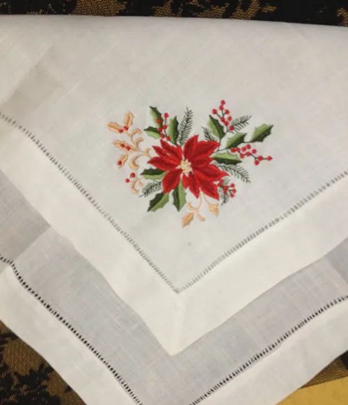 Модные унисекс handkerchiefs12 шт./партия 18x18 "льняная Свадьба платок вышитые цветочные Винтаж Платки для особых случаев