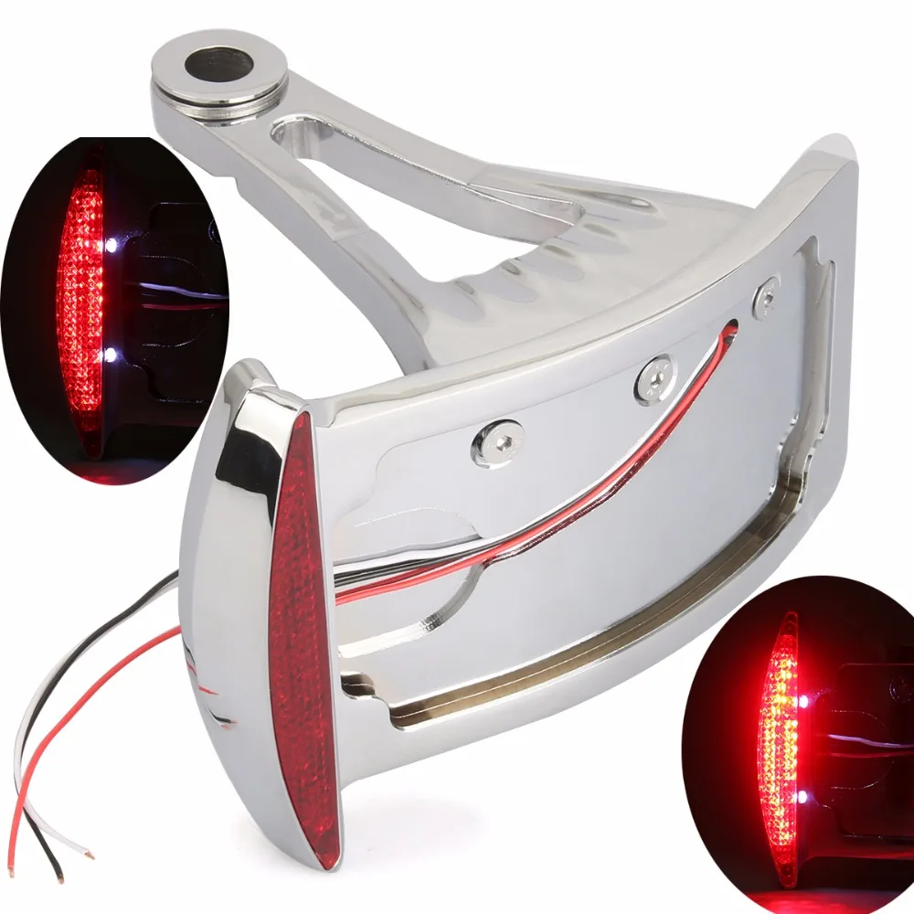 Chromed side mount license plate Curved bracket tail light for HARLEY