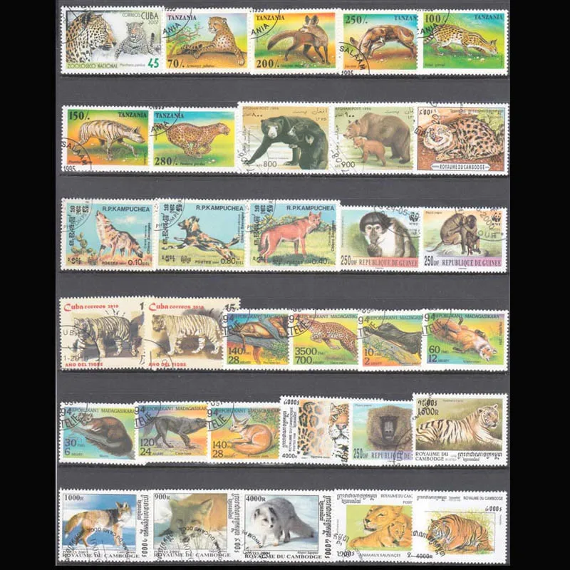 países, sem repetição, selos sem uso com