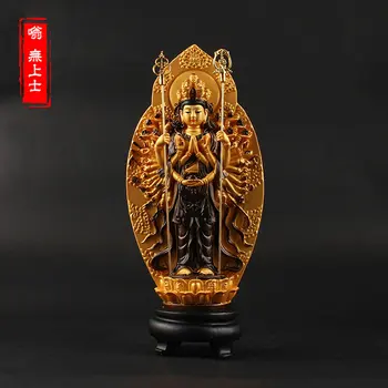 

Wholesale Buddha supplies 19CM HOME Family efficacious protective-Talisman Thousand-hand Bodhisattva gilding statue Decoration