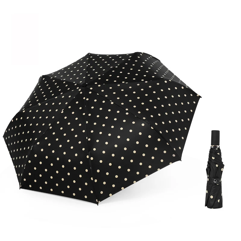 YADA 2019 High Quality Black Dot Umbrella Rain Anti-UV Fashion Sunny&Rainy Umbrella For Women Windproof Folding Umbrellas YS669